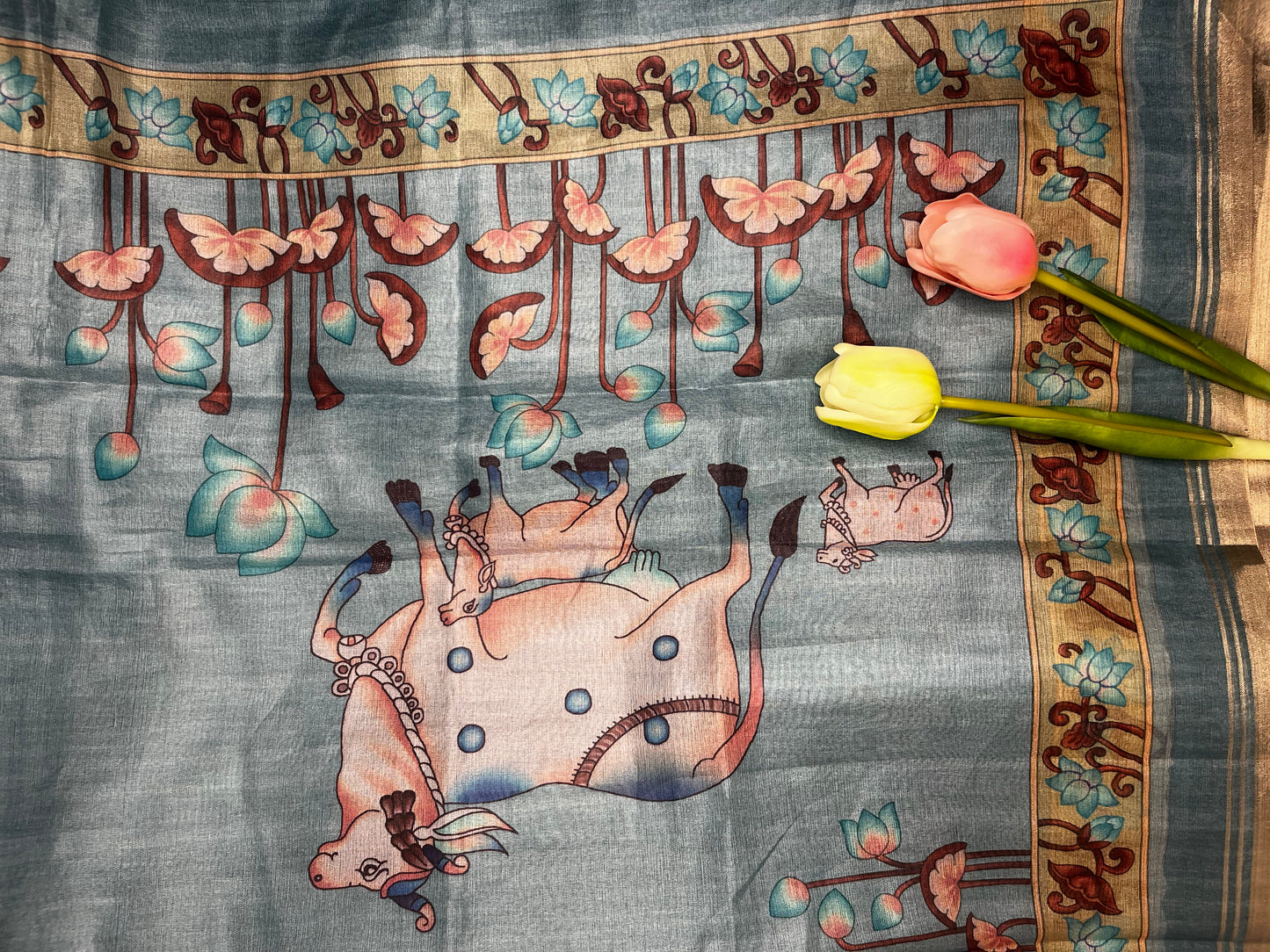 Semi organza pichwai print saree