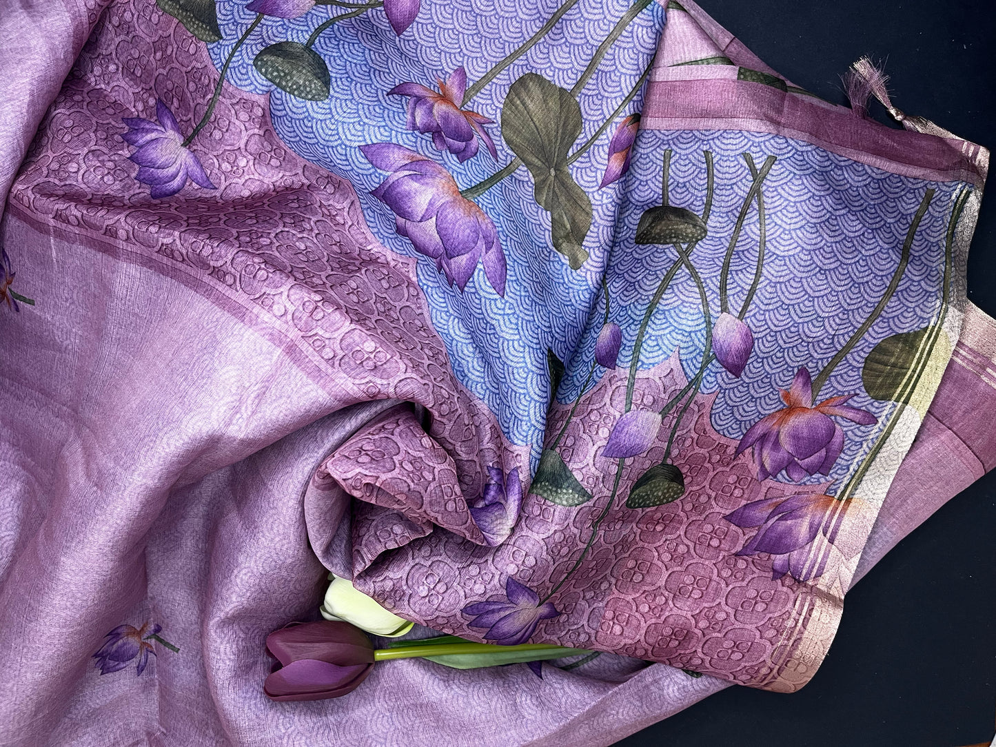 Semi organza floral print saree