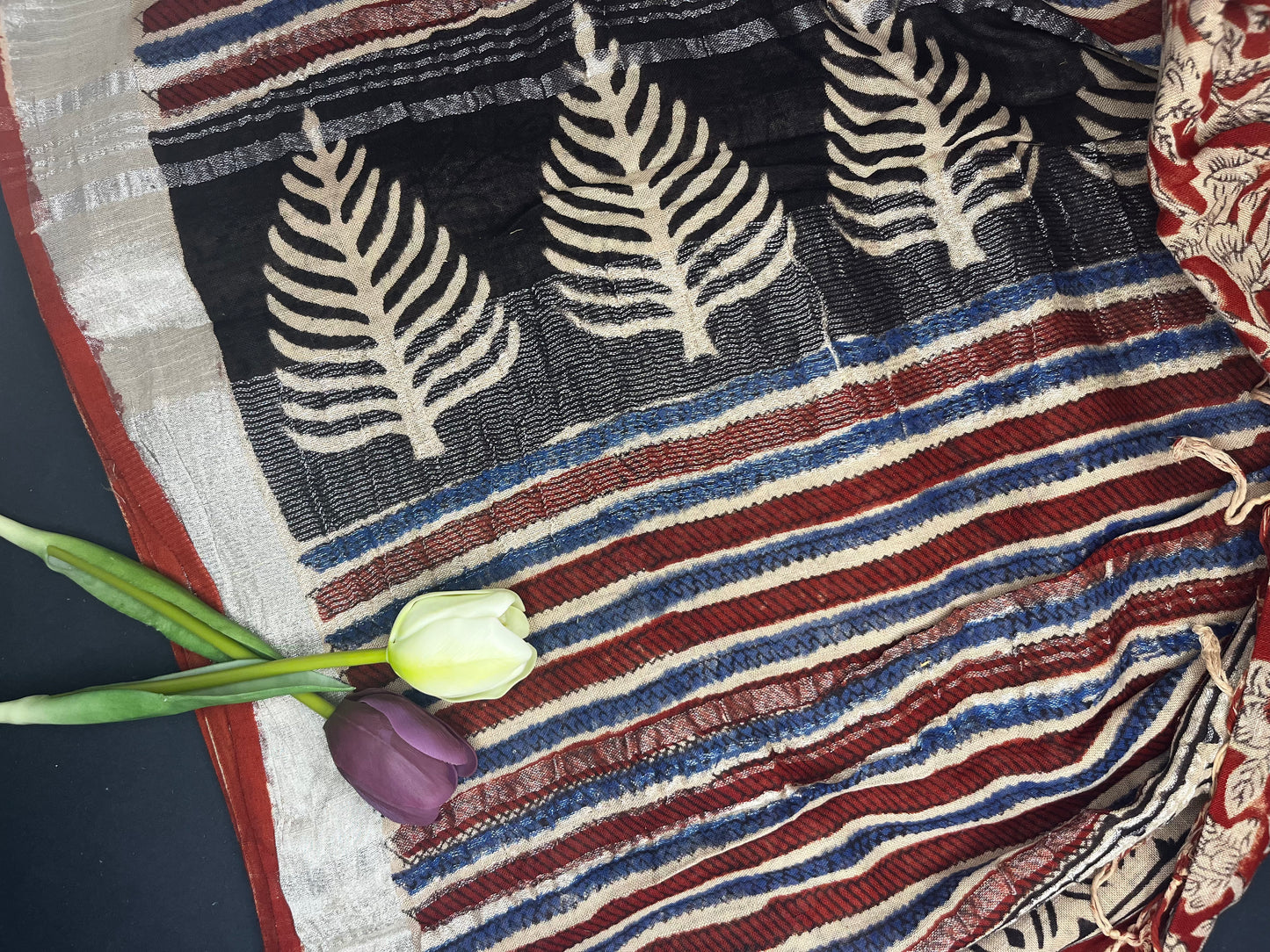 Mul cotton handblock liva saree