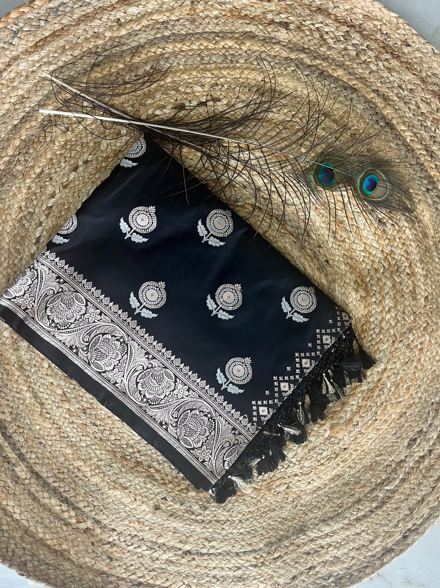 Banarasi soft mashru silk saree - Black