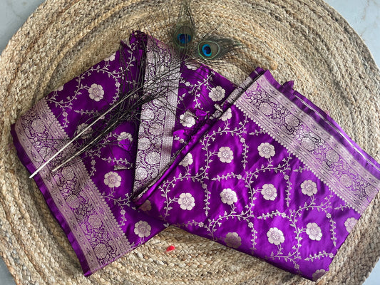 Banarasi soft mashru silk saree - Purple pink