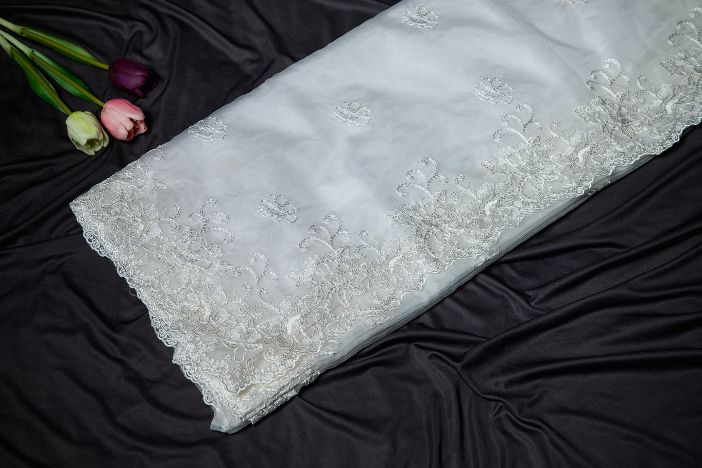 Off white Organza embroidery saree