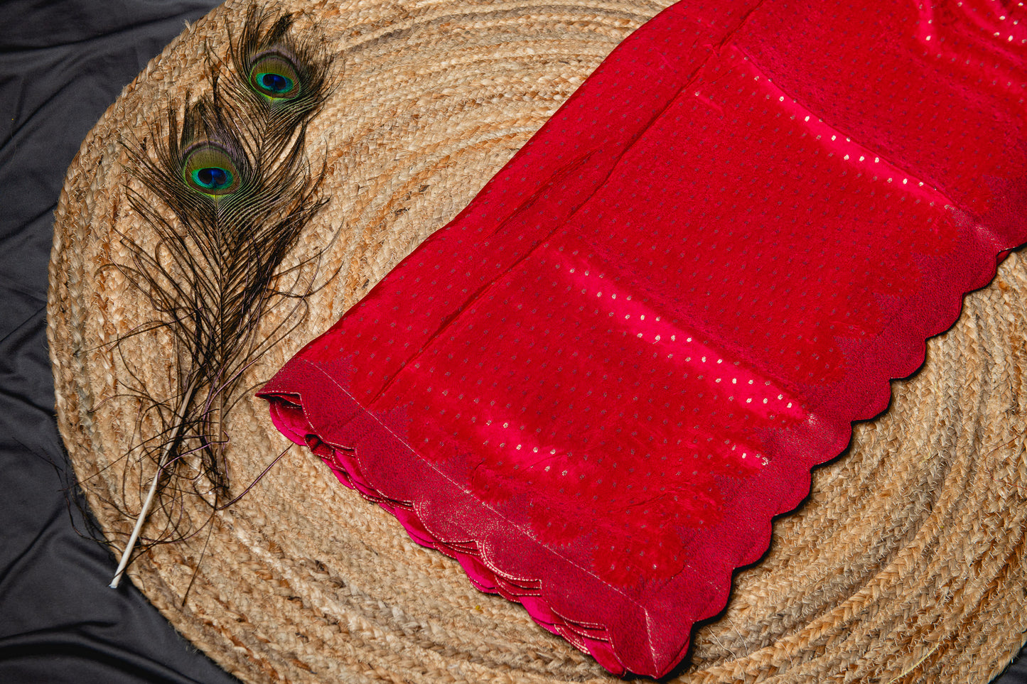 Banarasi silk pink scallop saree