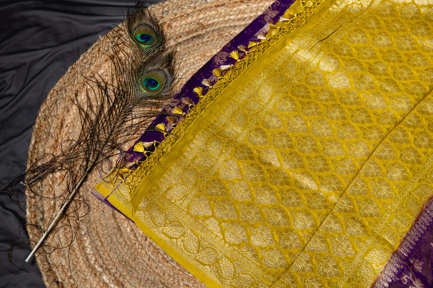 Gorgette khaddi jaal pattern banarasi saree - Purple