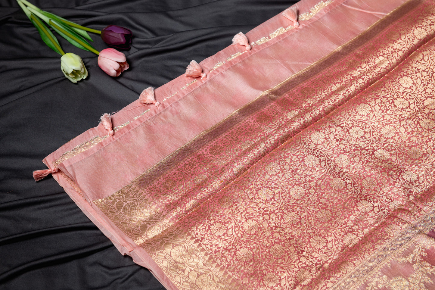 Pure chanderi rankart saree