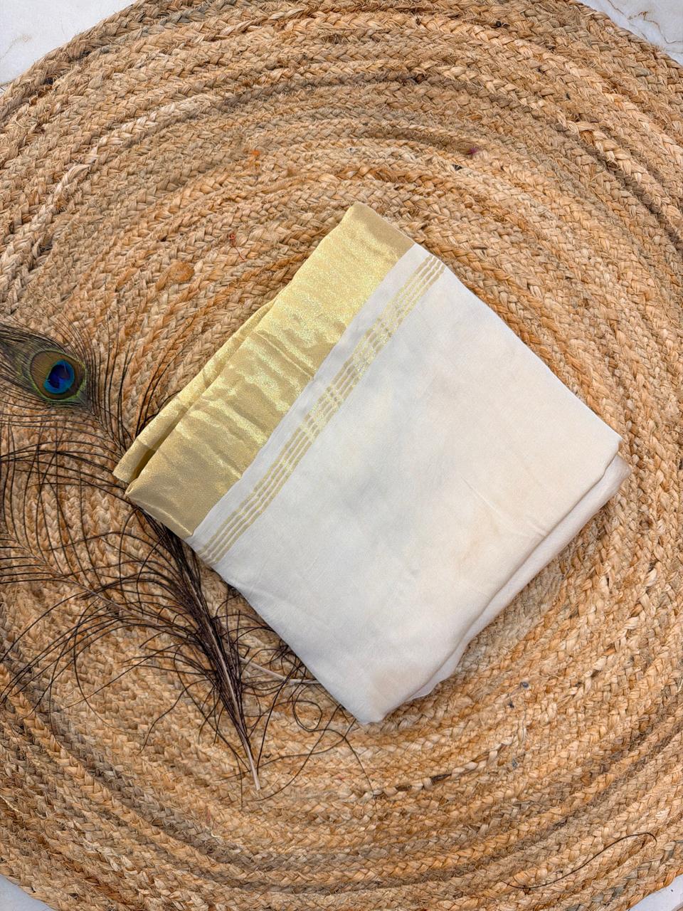 Off White pure modal silk saree