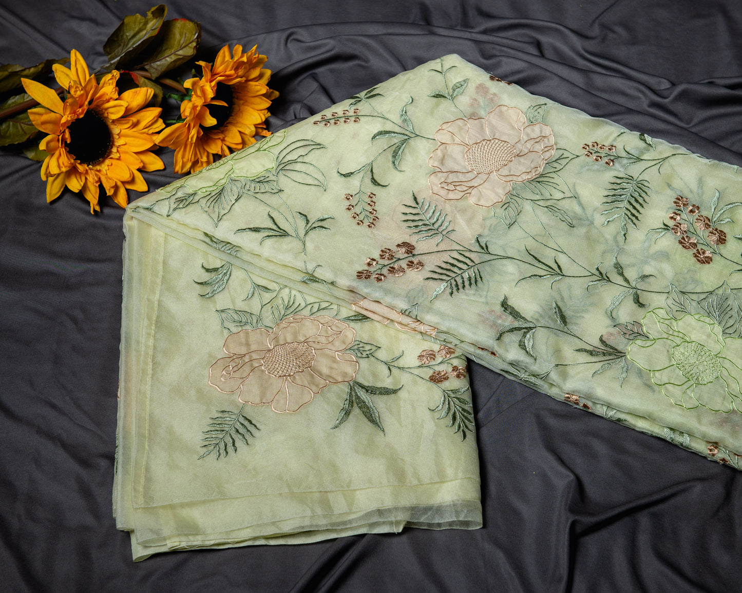 Pure Organza silk applique embroidery saree