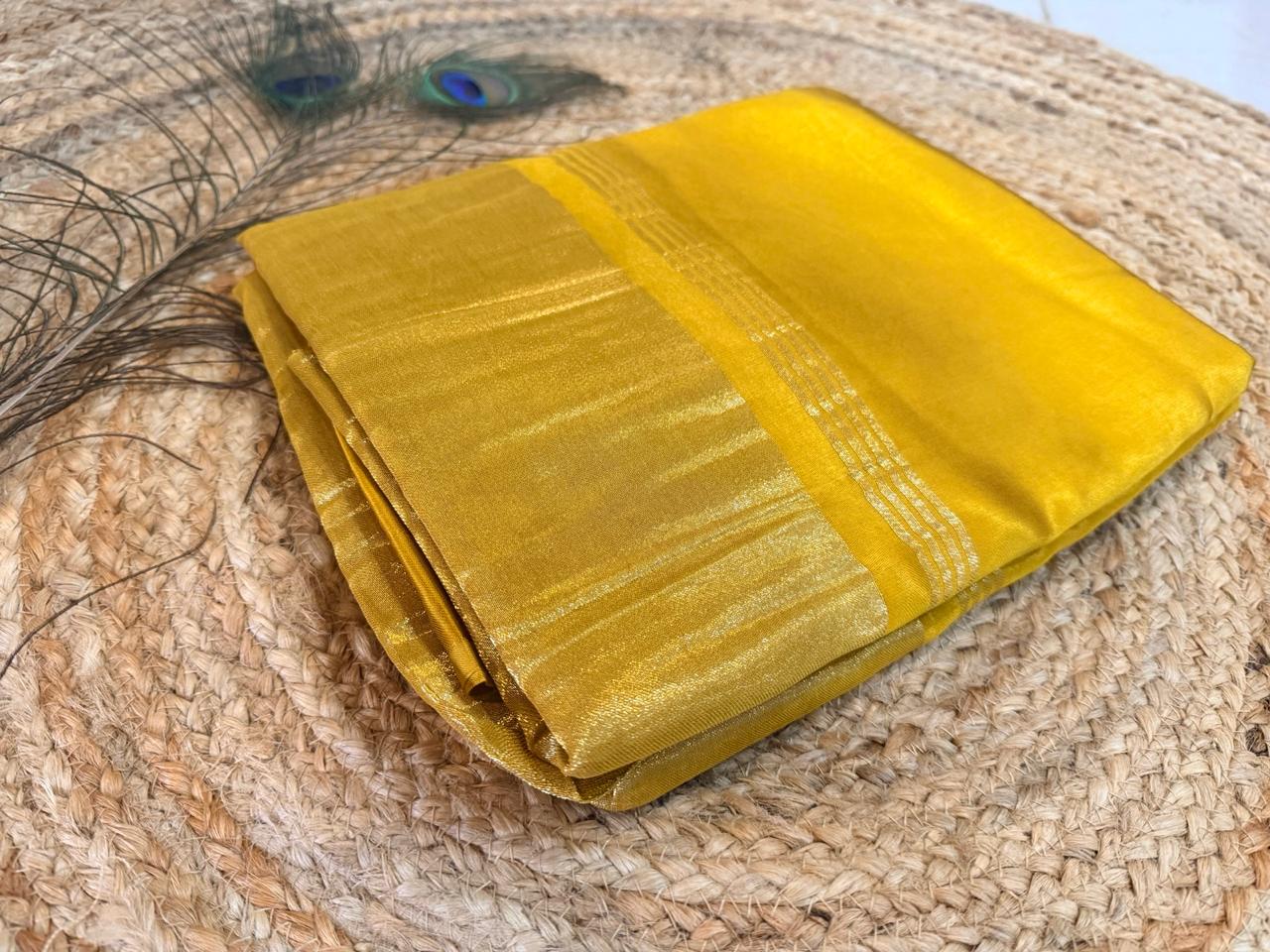 Mustard yellow pure modal silk saree