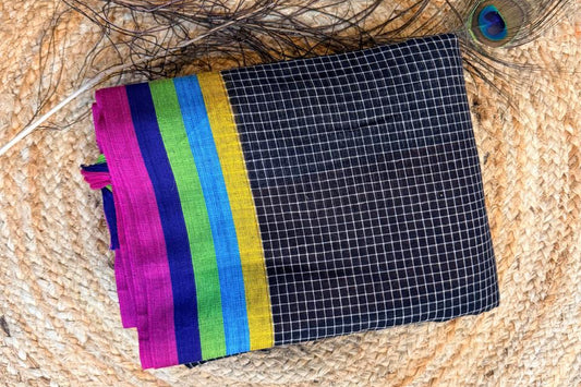 Ganga - Pure handloom patteda anchu checks and multicolor border