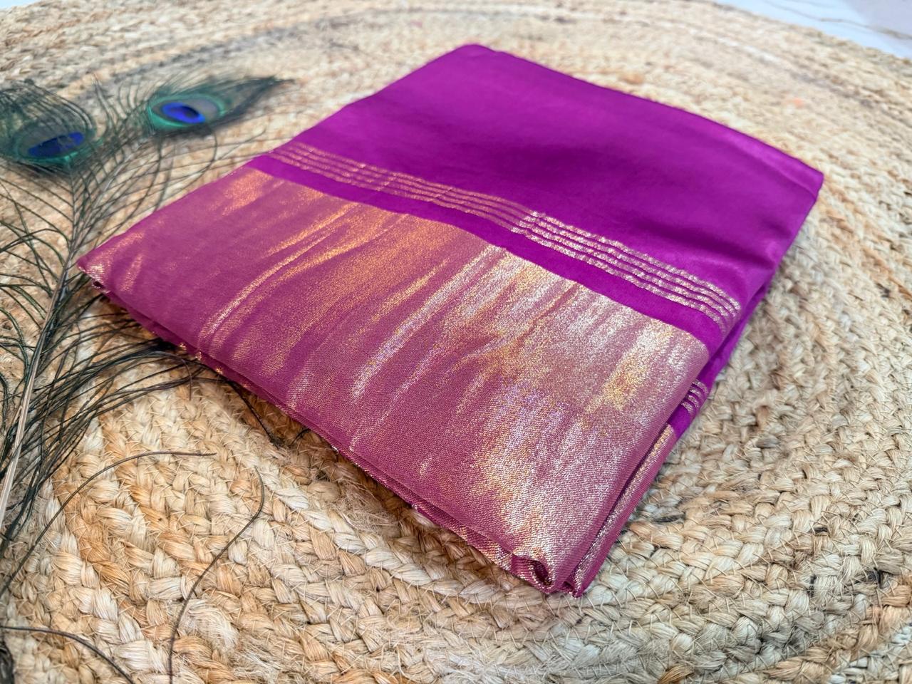 Magenta pink pure modal silk saree