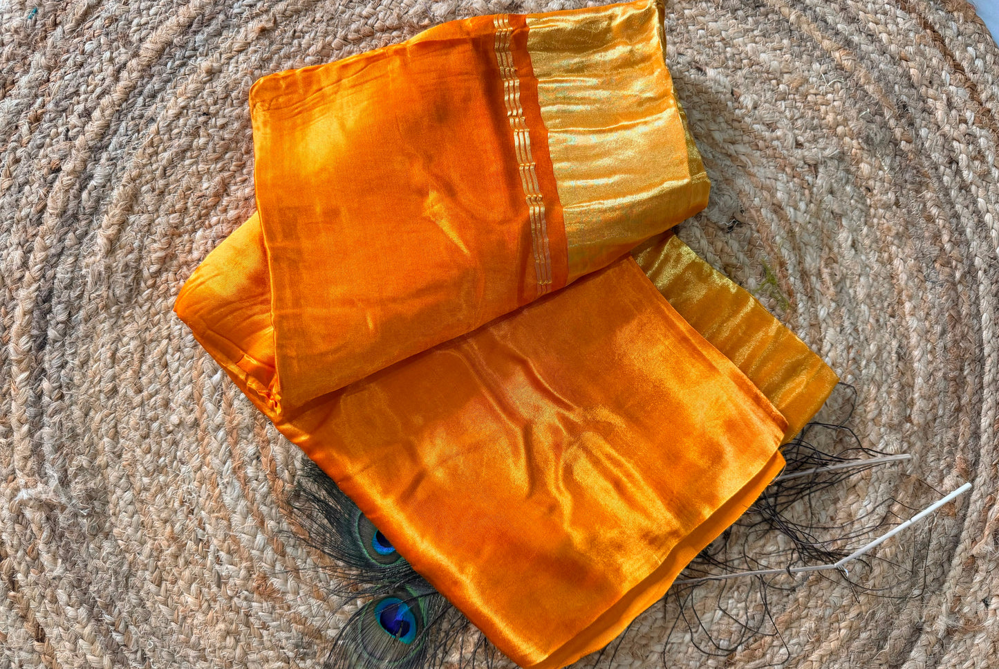 Orange pure modal silk saree