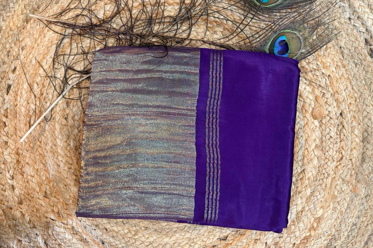Purple pure modal silk saree