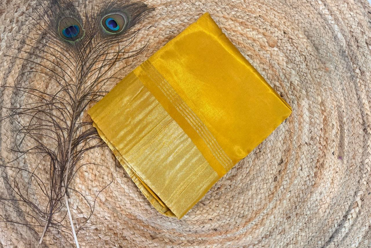 Mustard yellow pure modal silk saree