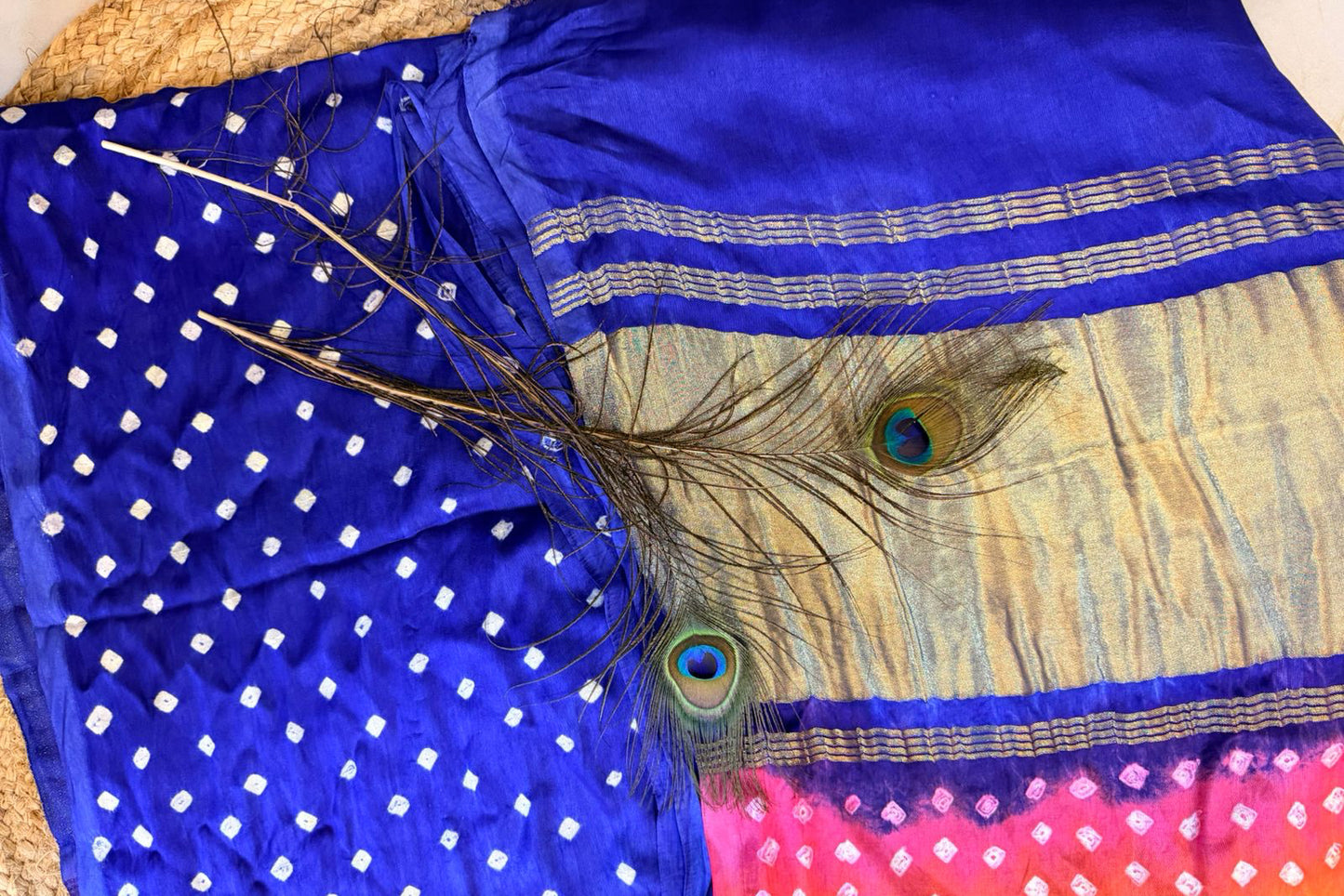 Chukki -Royal blue Bandhani pure modal silk saree