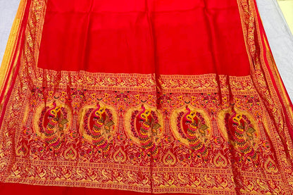 Red color pure dola silk saree