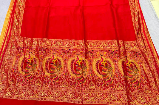 Red color pure dola silk saree