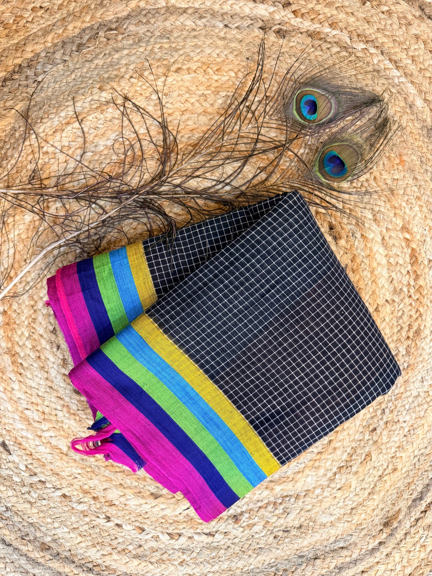 Ganga - Pure handloom patteda anchu checks and multicolor border