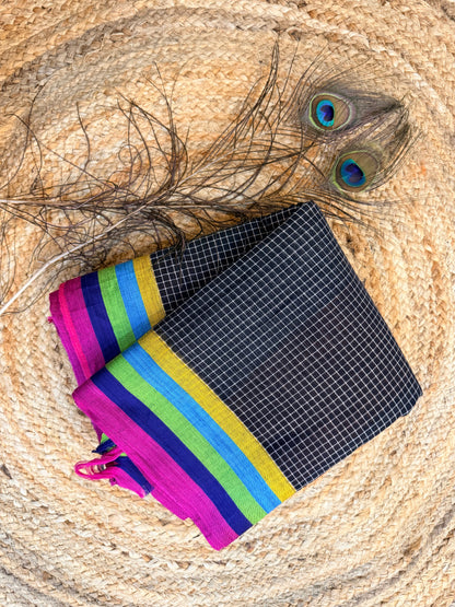 Ganga - Pure handloom patteda anchu checks and multicolor border