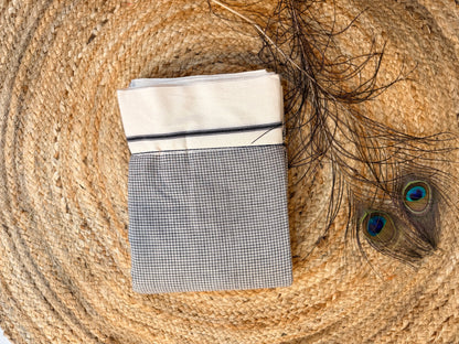 Ganga - Pure handloom patteda anchu white and black