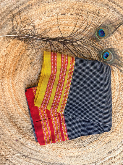 Ganga - Pure handloom patteda anchu red and yellow pattern 2