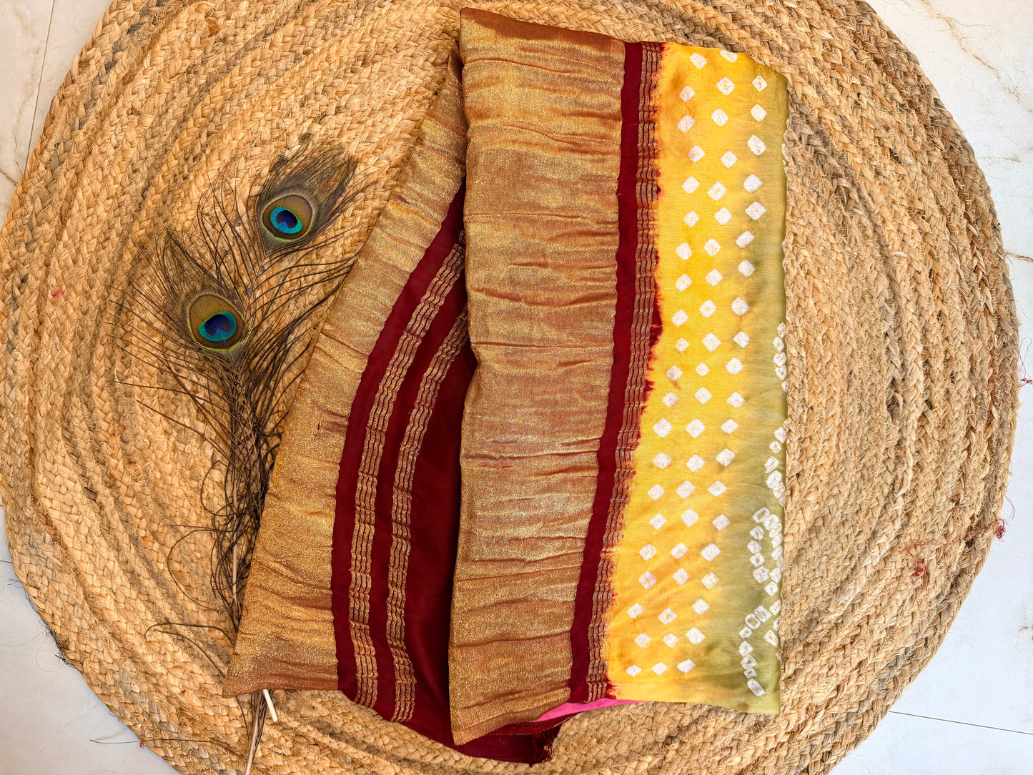 Chukki -Wine maroon Bandhani pure modal silk saree
