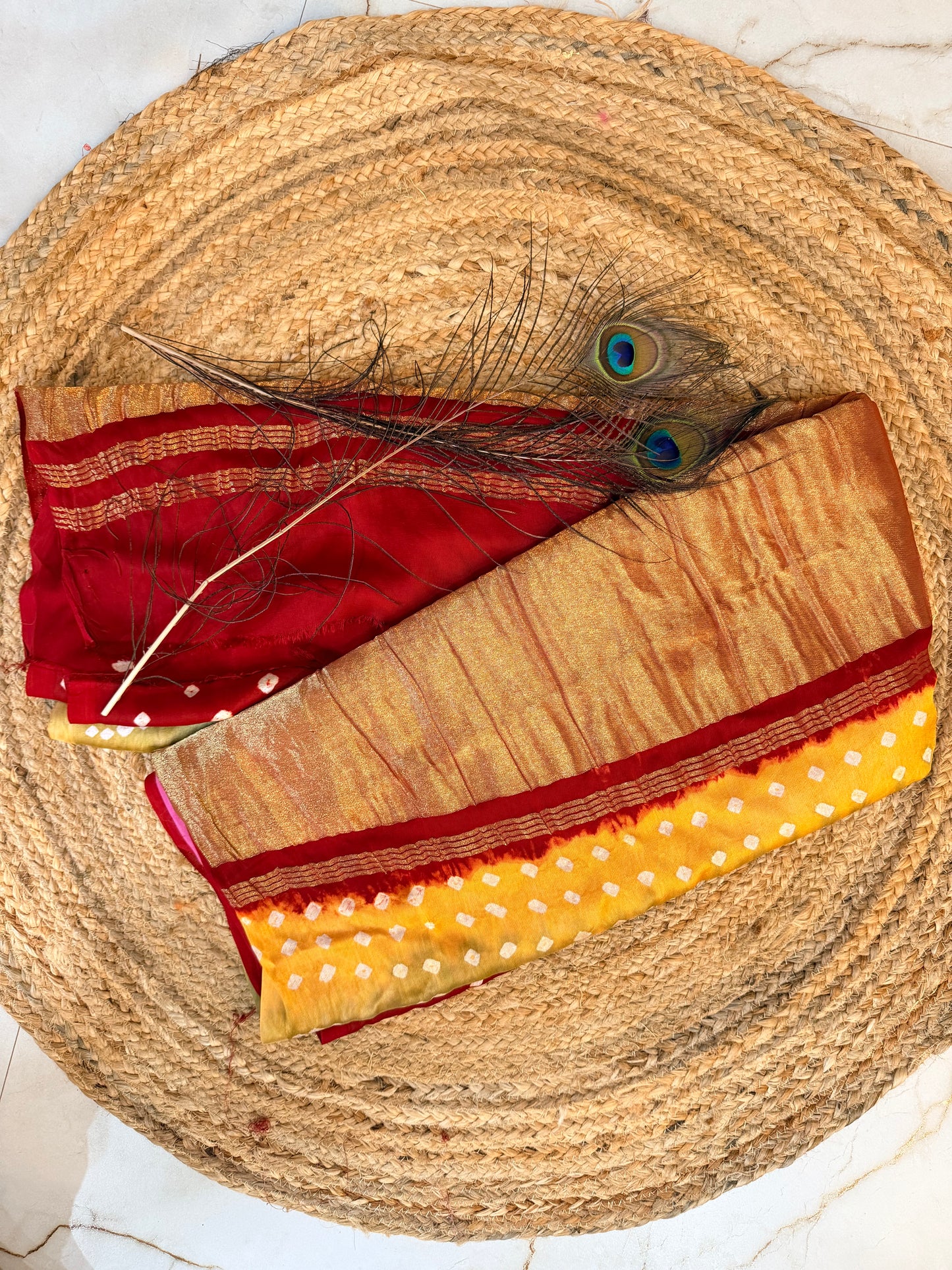 Chukki -Royal red Bandhani pure modal silk saree