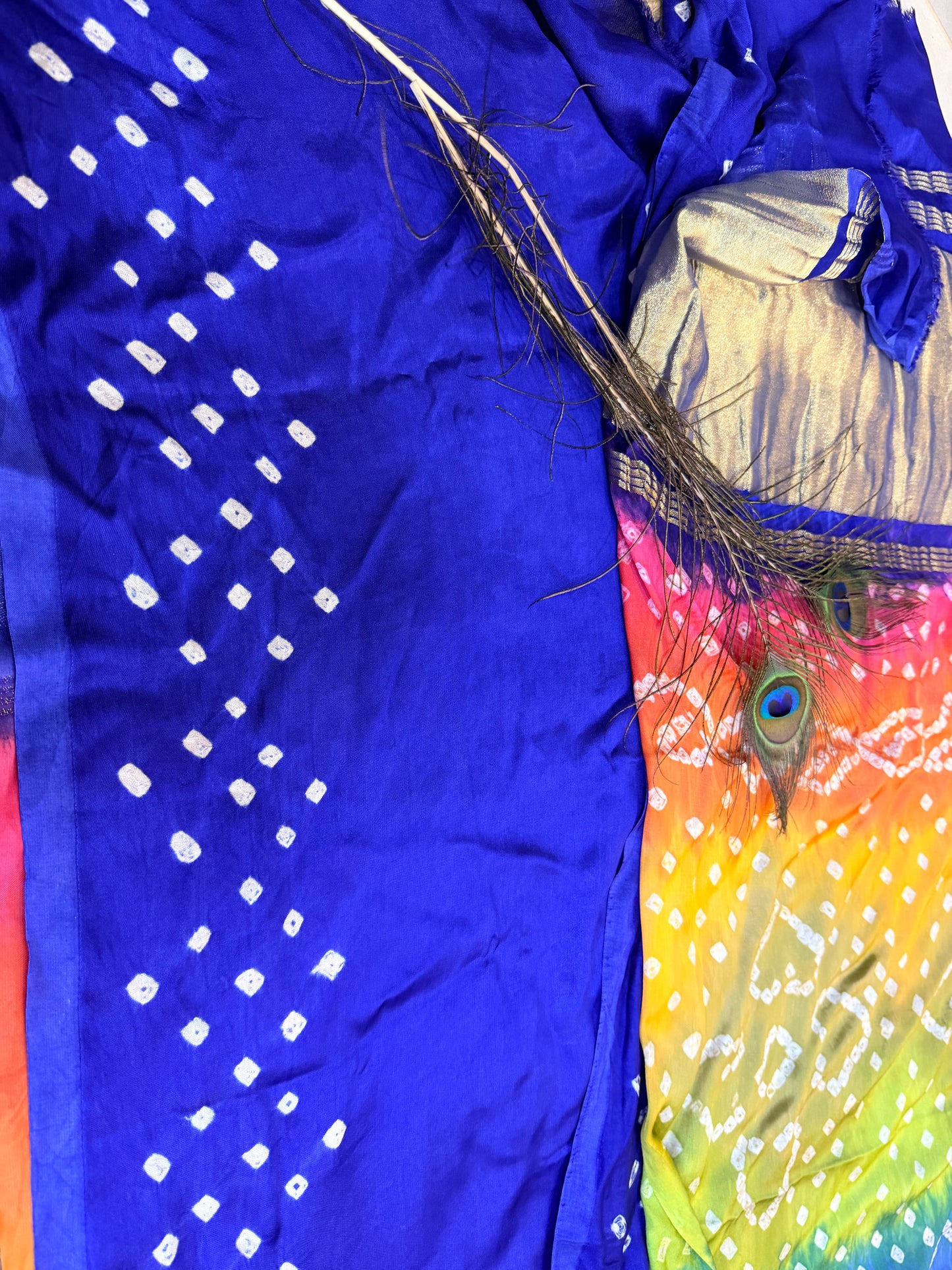 Chukki -Royal blue Bandhani pure modal silk saree
