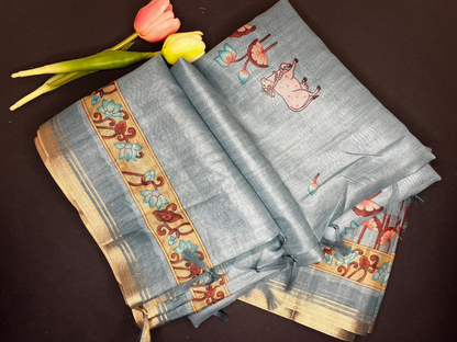 Semi organza pichwai print saree