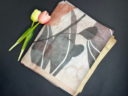 Semi organza floral print saree