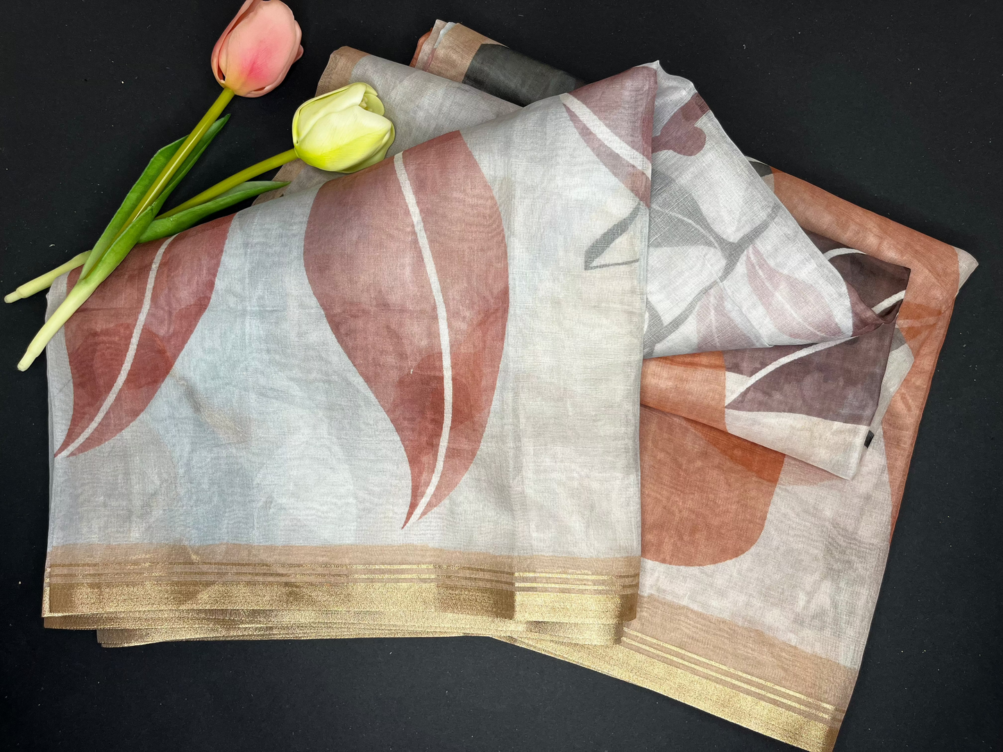 Semi organza floral print saree