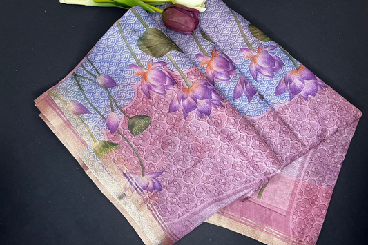 Semi organza floral print saree