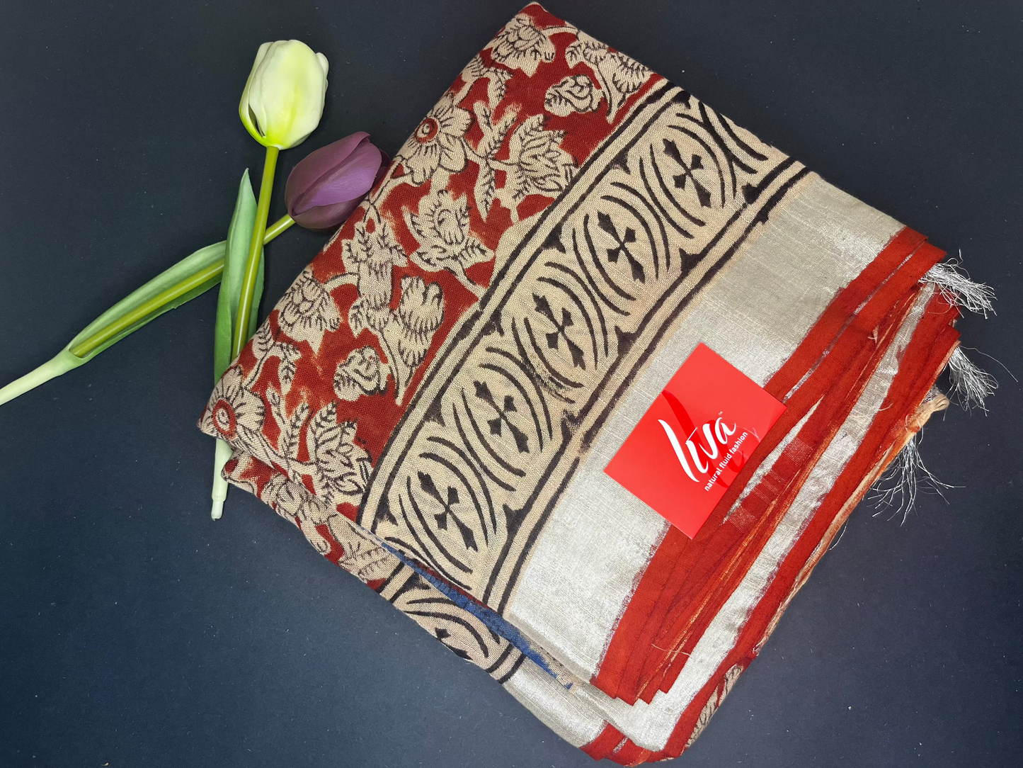Mul cotton handblock liva saree