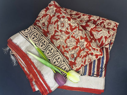 Mul cotton handblock liva saree