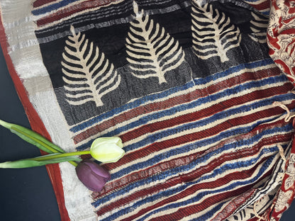 Mul cotton handblock liva saree