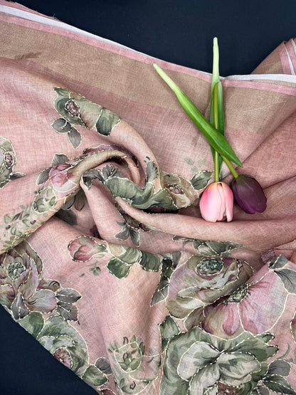 Premium Linen with tissue and Handwork -Rose gold