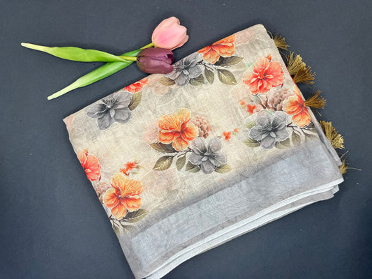 Soft Bengal Linen Kantha Handwork - grey