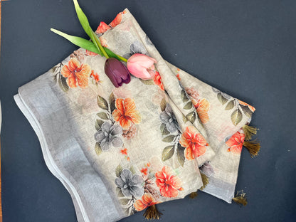 Soft Bengal Linen Kantha Handwork - grey