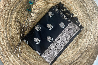 Banarasi soft mashru silk saree - Black