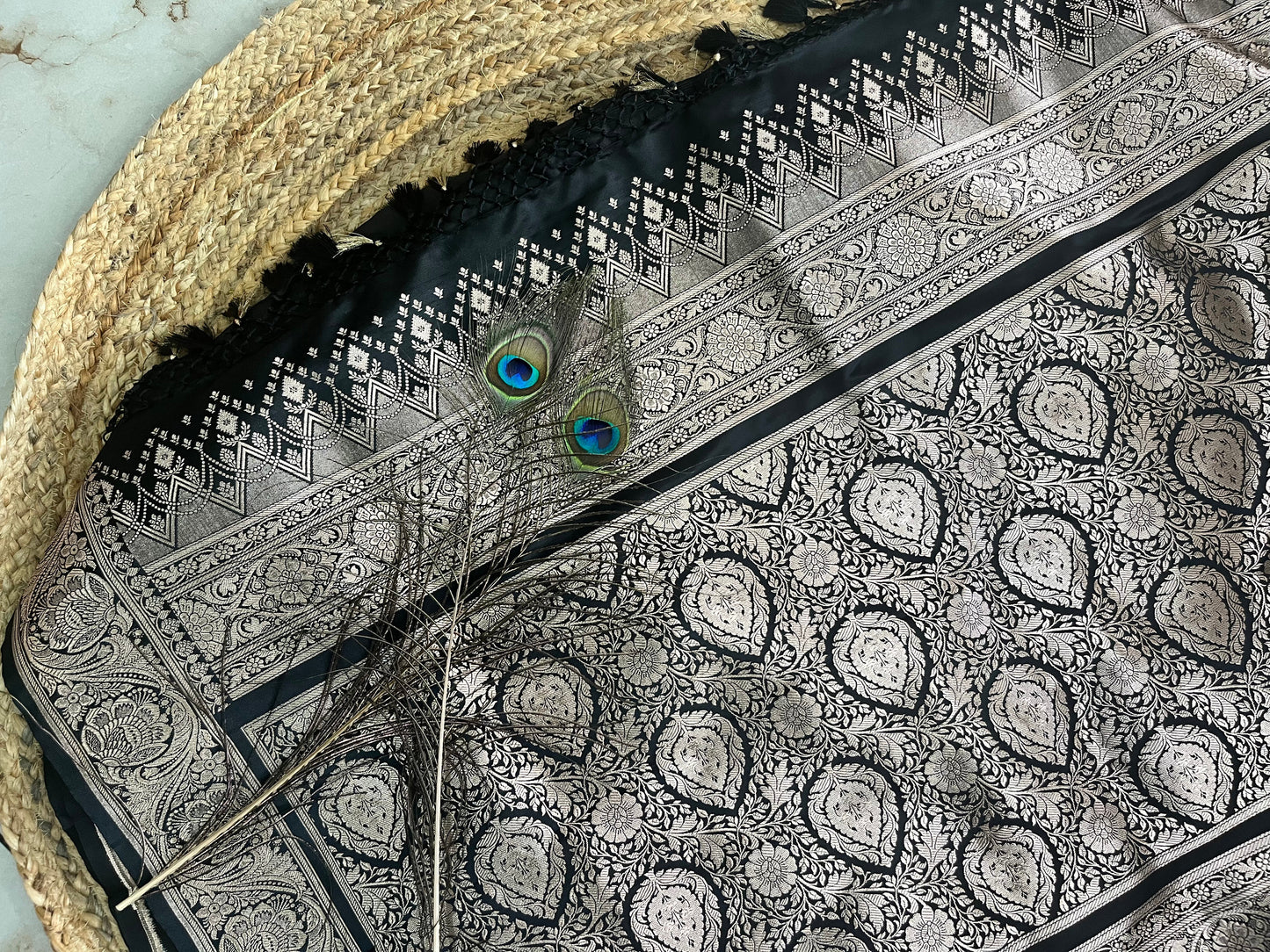 Banarasi soft mashru silk saree - Black