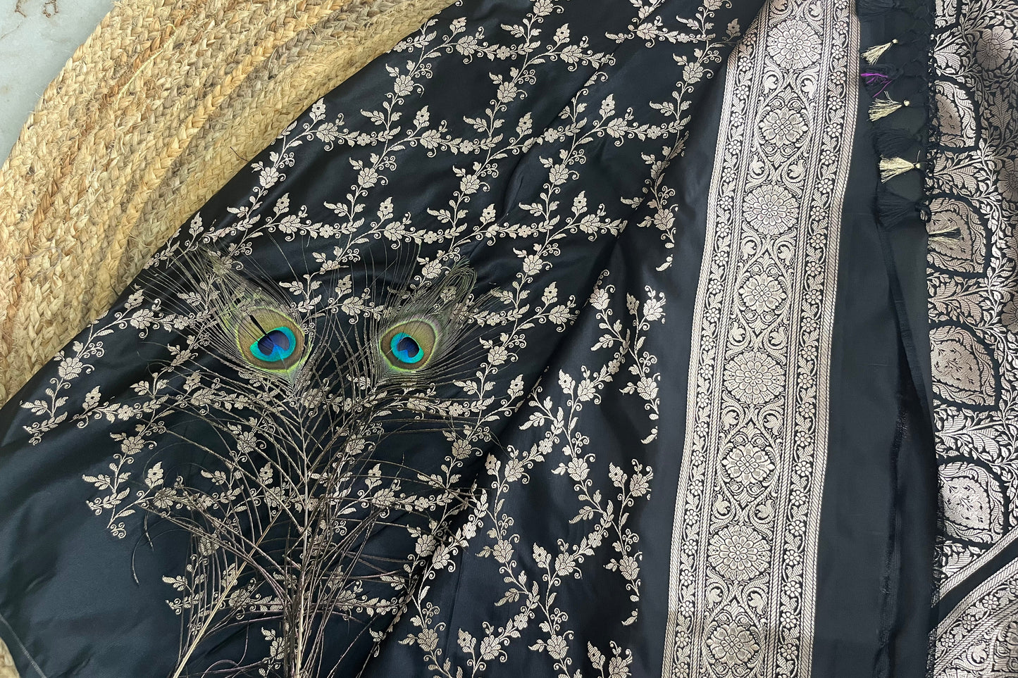 Banarasi soft mashru silk saree - Black