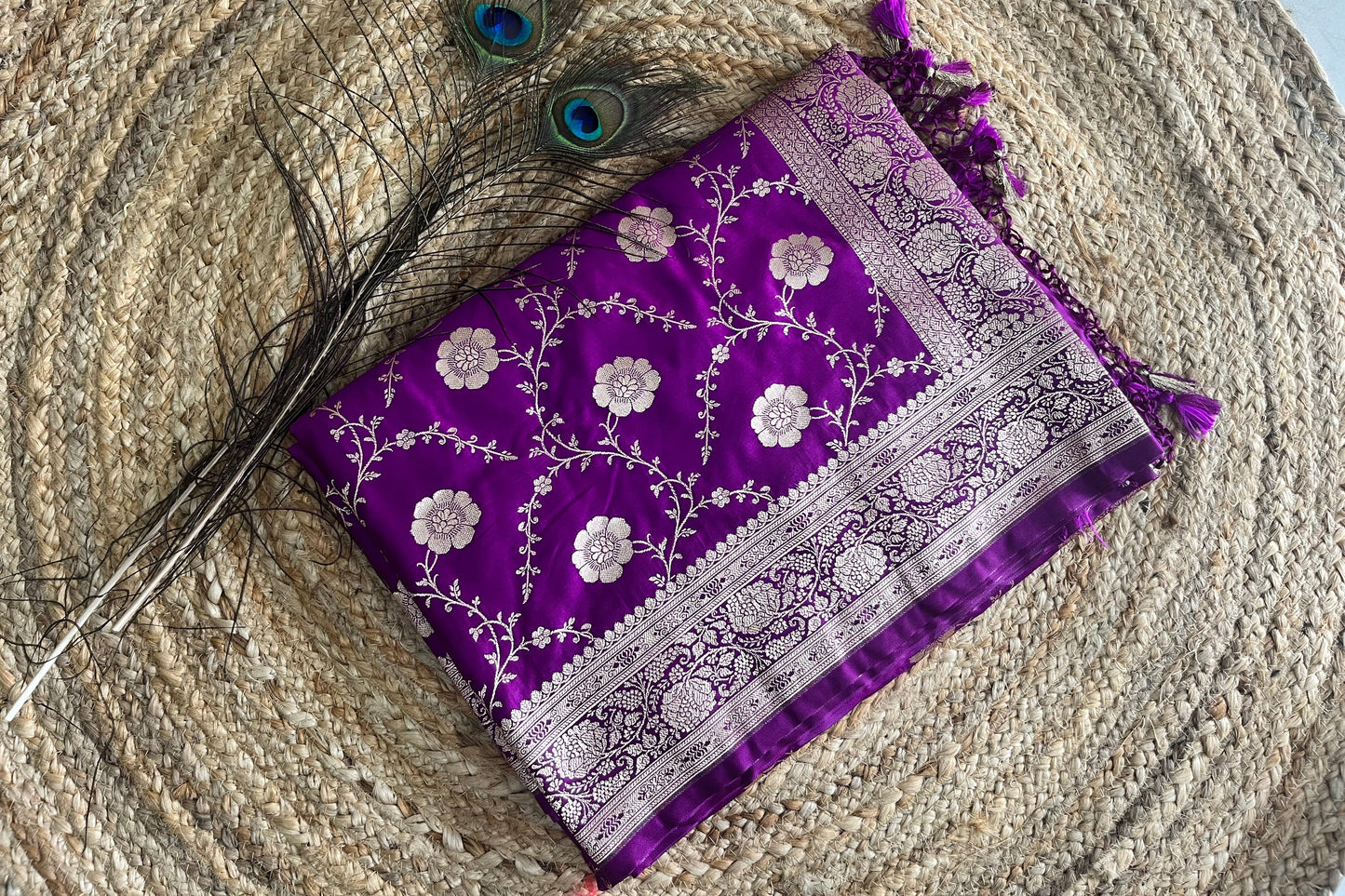 Banarasi soft mashru silk saree - Purple pink