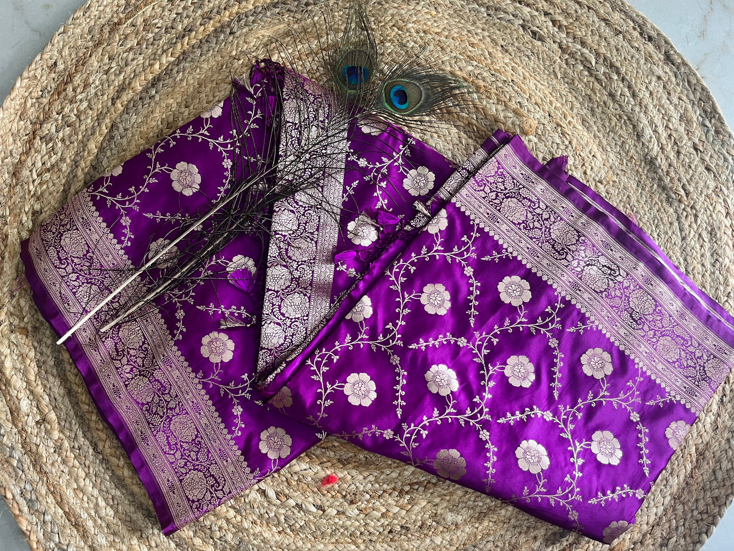 Banarasi soft mashru silk saree - Purple pink