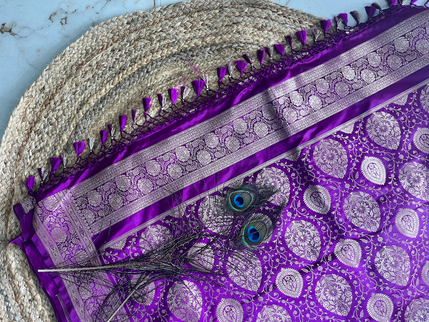 Banarasi soft mashru silk saree - Purple pink