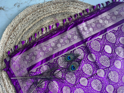 Banarasi soft mashru silk saree - Purple pink