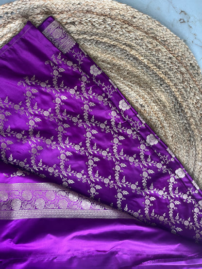 Banarasi soft mashru silk saree - Purple pink
