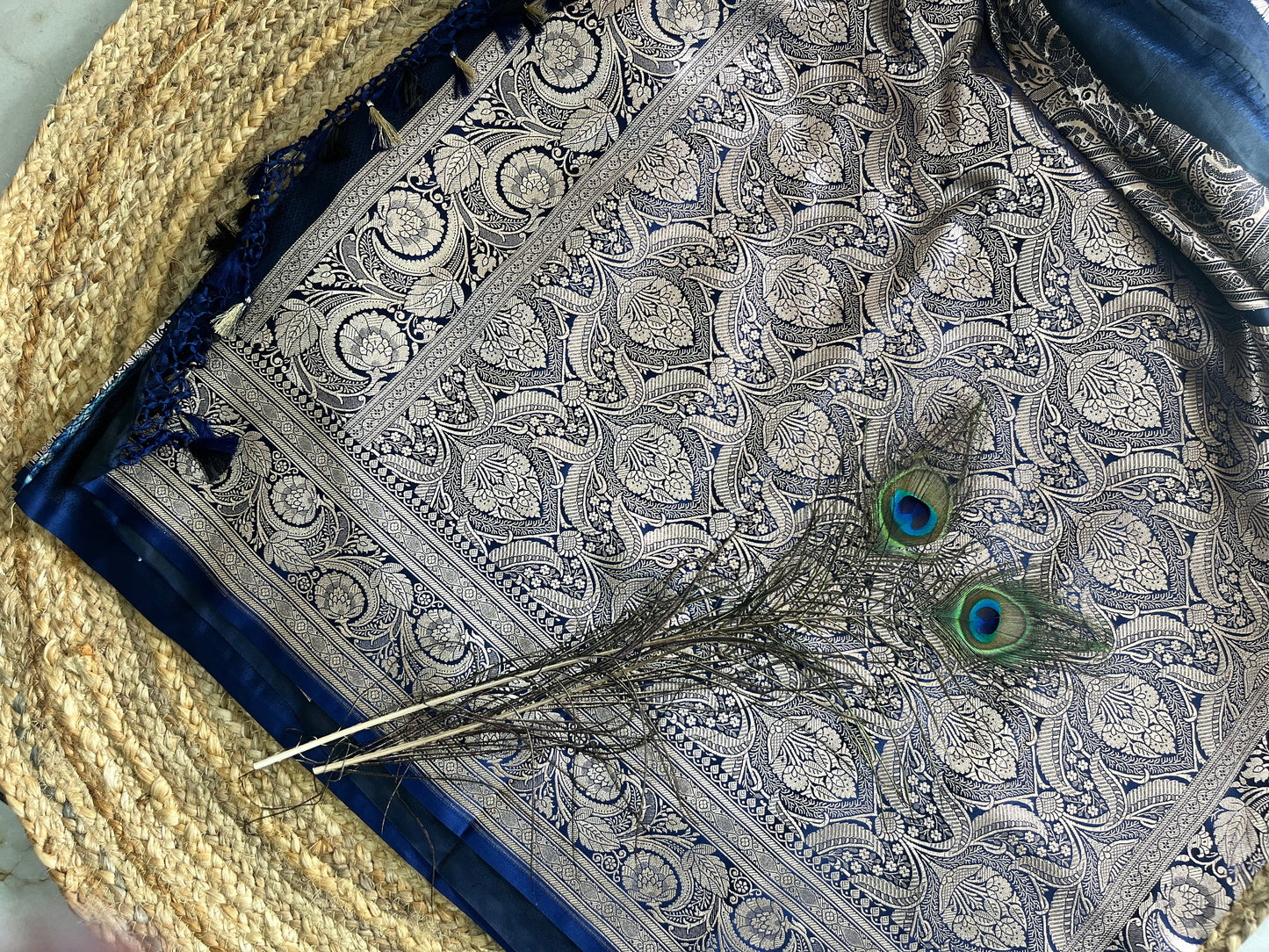 Banarasi soft mashru silk saree - Navy Blue