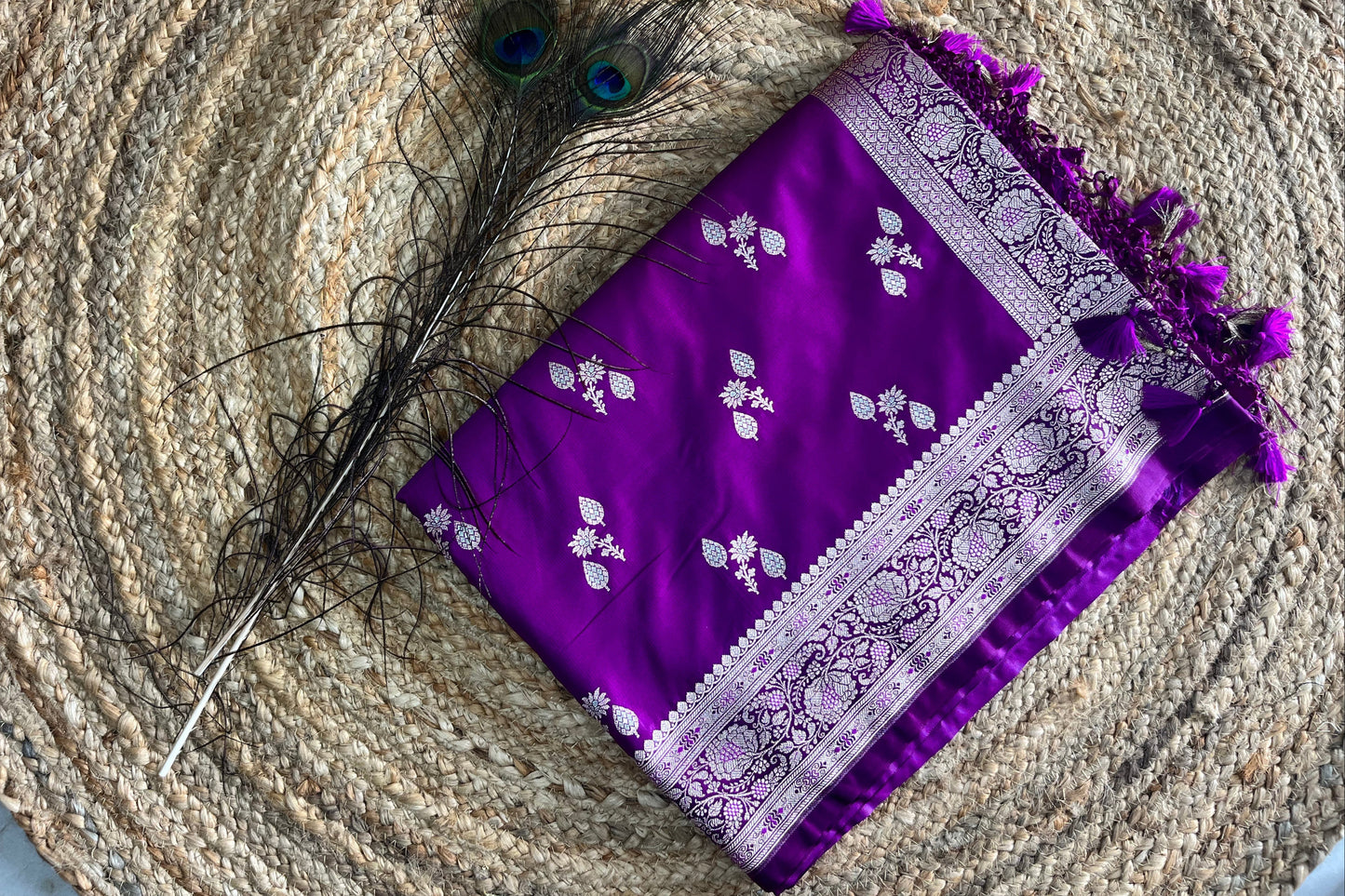 Banarasi soft mashru silk saree - Purple pink