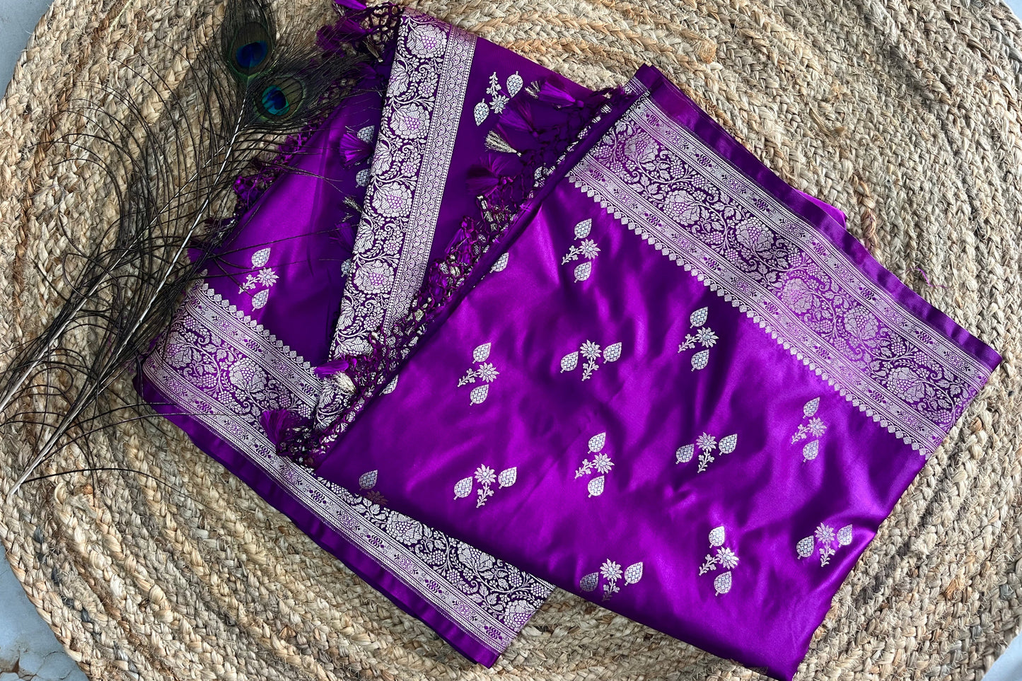 Banarasi soft mashru silk saree - Purple pink