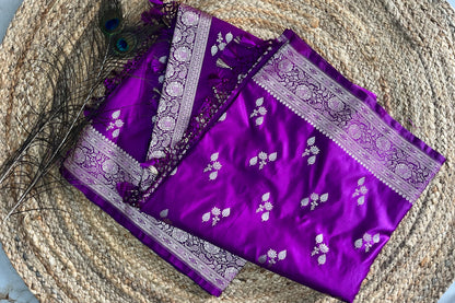 Banarasi soft mashru silk saree - Purple pink