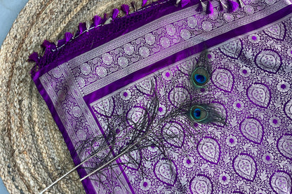 Banarasi soft mashru silk saree - Purple pink